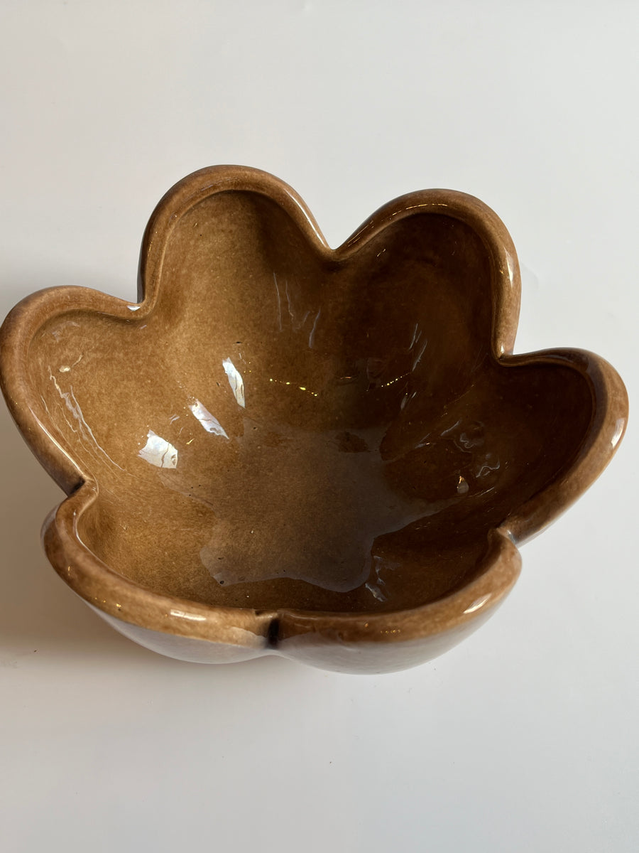 Vintage Inspired Brown Flower Bowl