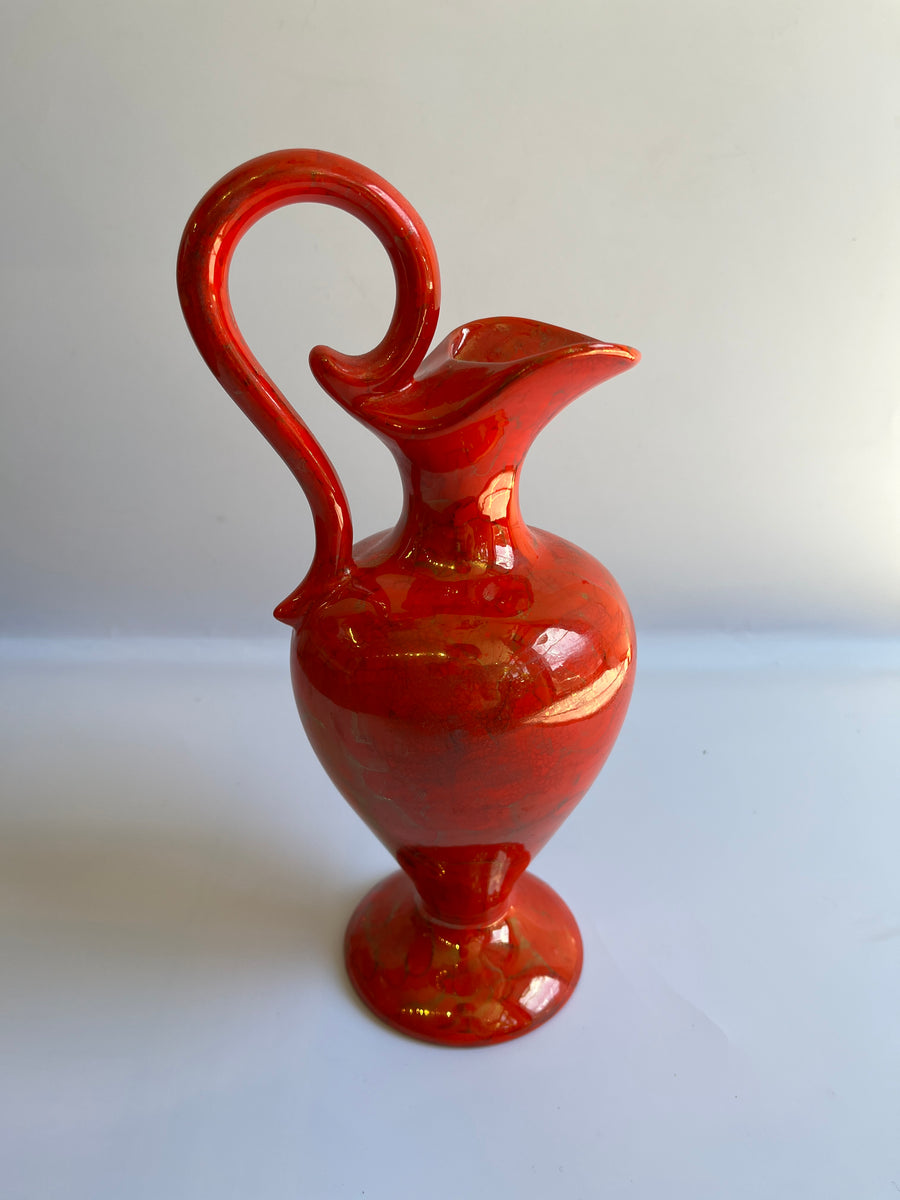 Vintage Inspired Red Handled Vase