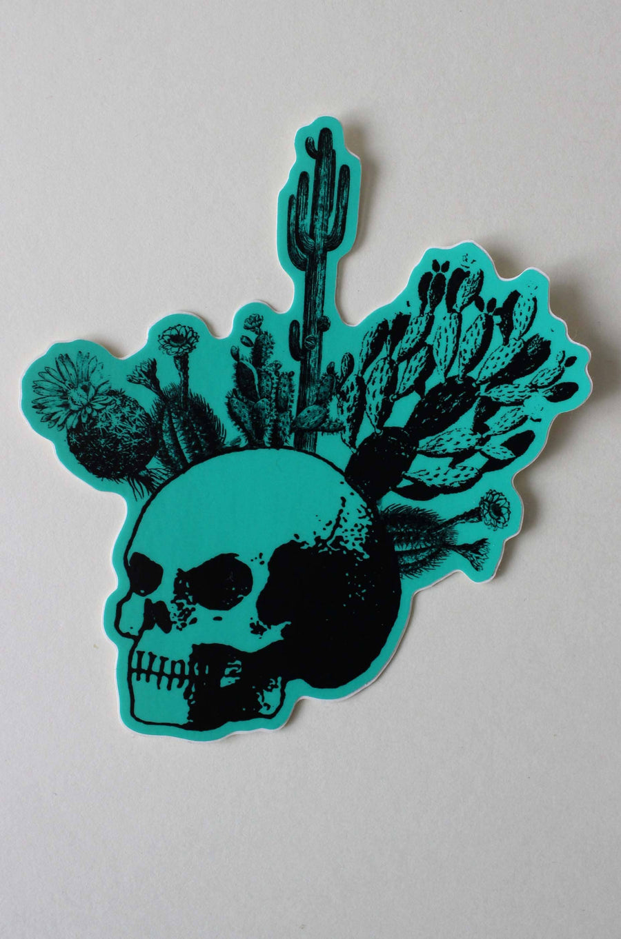 Teal Cactus Skull Sticker