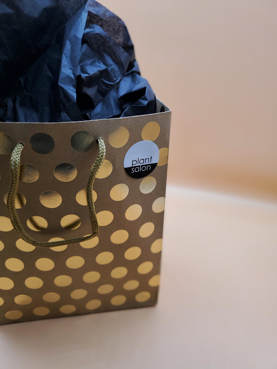 Gold Polka Dots on Kraft Gift Bags, Cub 8x4x10