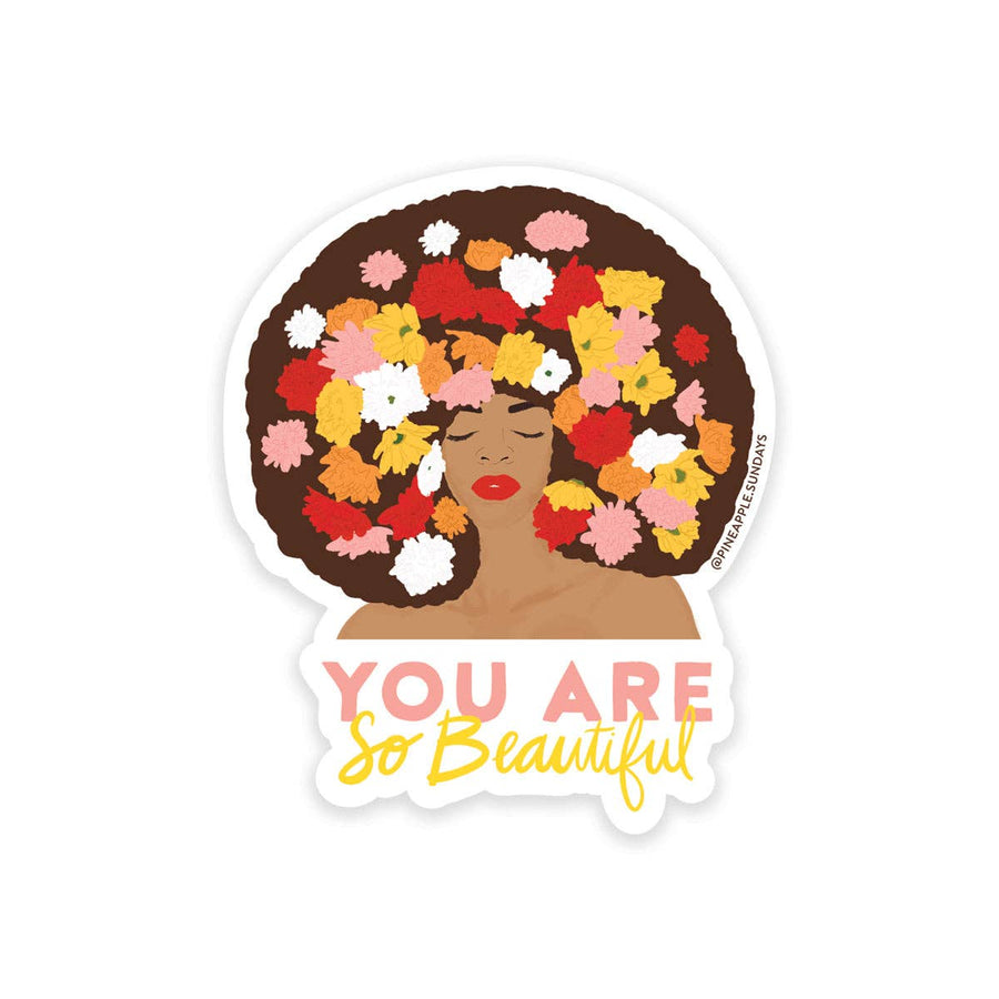 You Are So Beautiful Floral Afro Sticker