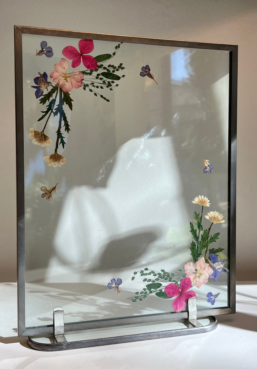 Glass Floral Picture Frame