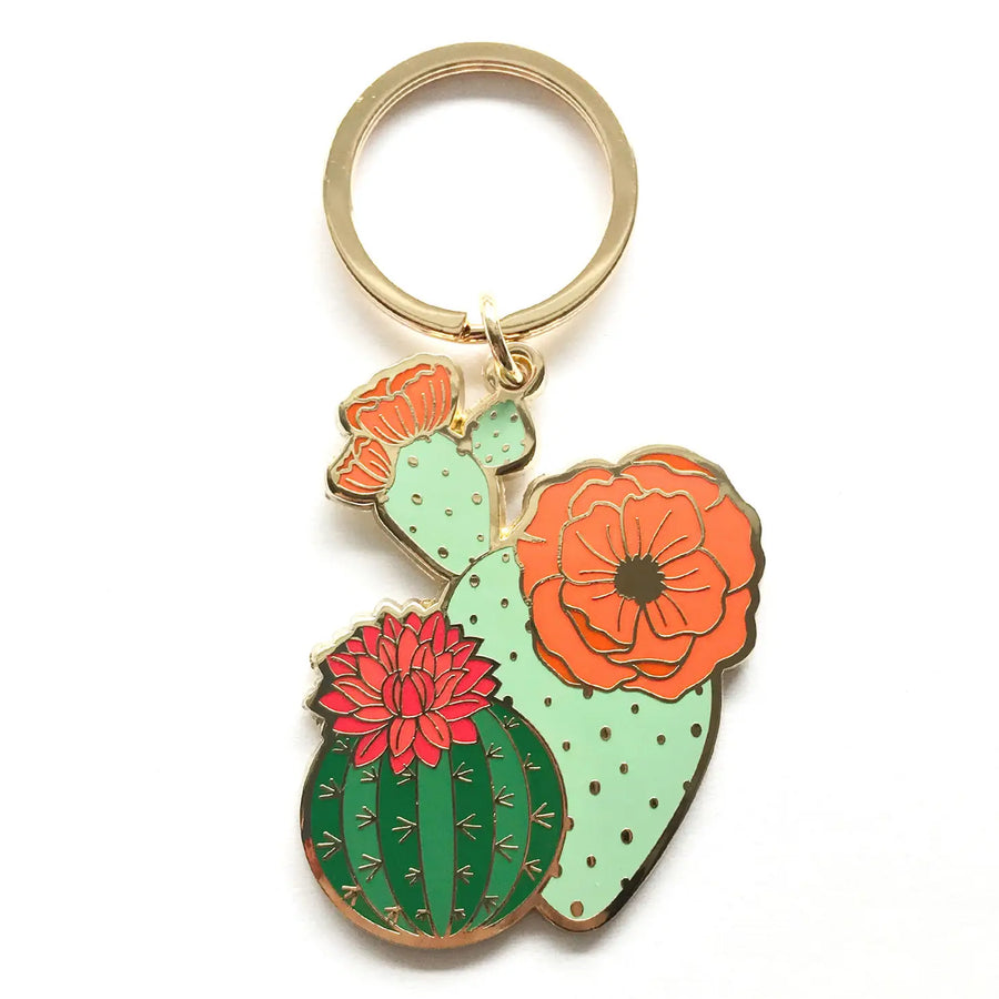Blooming Cactus Enamel Keychain